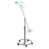Réglage de l'inclinaison de 20° du tableau blanc MULTIBOARD sur un support gris à roulettes de hjh OFFICE