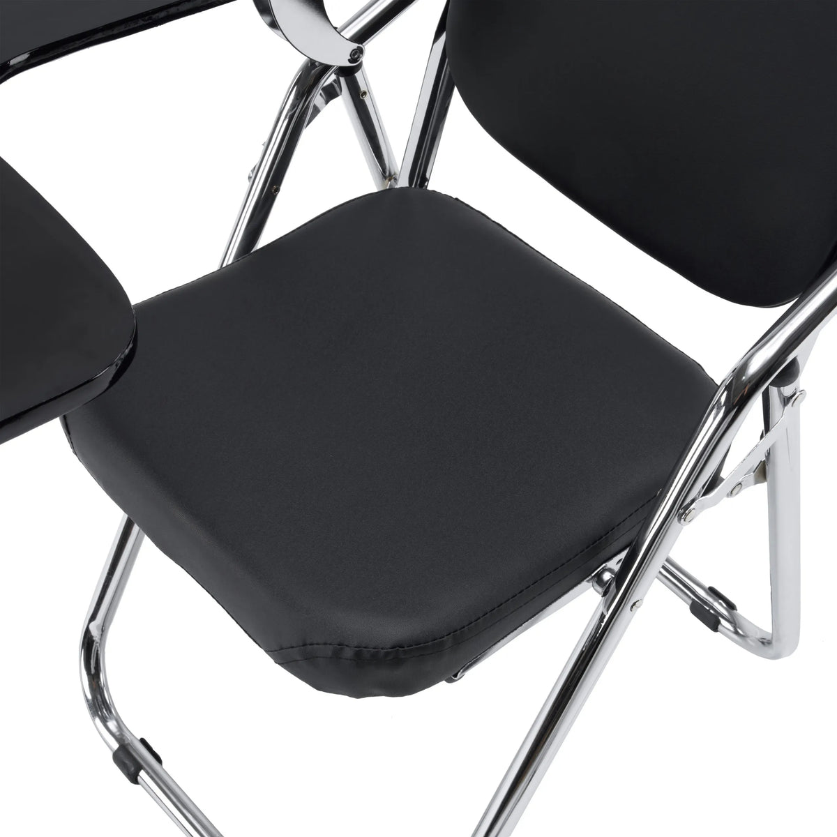Assise noire et structure chromée de la Chaise pliante Esto T de hjh OFFICE