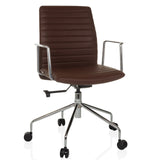 Siège de direction de luxe VEMONA 30 marron avec surpiqûres croisées, accoudoirs et piètement à cinq roulettes de hjh OFFICE – vue à 360° (vue de face 15°)
