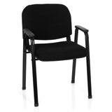 Chaise à quatre pieds XT 650 noire avec accoudoirs et assise rembourrée de hjh OFFICE – vue à 360° (vue de face 20°)
