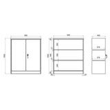 Dessin technique de l'Armoire de classement COLOR AS 105 de 900 × 1050 mm de hjh OFFICE
