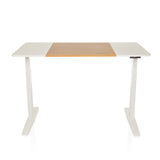 Bureau réglable en hauteur électriquement STAND T3 en blanc avec plateau effet chêne de hjh OFFICE – vue à 360° (vue de face 0°)