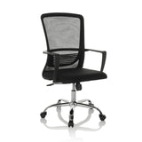 Siège de bureau à domicile STAR-TEC S noir avec dossier en maille et base à cinq roulettes de hjh OFFICE – vue à 360° (vue de trois quarts avant 30°)