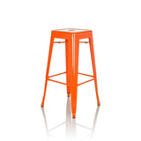 Tabouret de bar VANTAGGIO HIGH orange avec quatre pieds et repose-pieds intégrés de hjh OFFICE – vue à 360° (vue de trois quarts avant 45°)