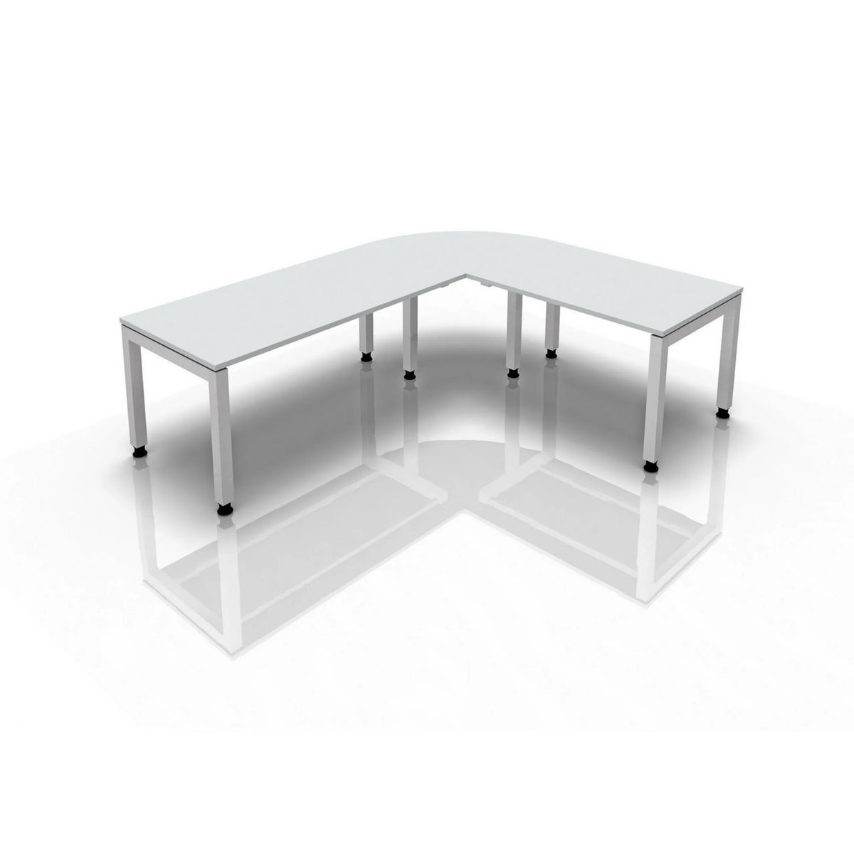 Bureau en L JAVA 19 S en chêne rustique avec piétement blanc de hjh OFFICE PRO