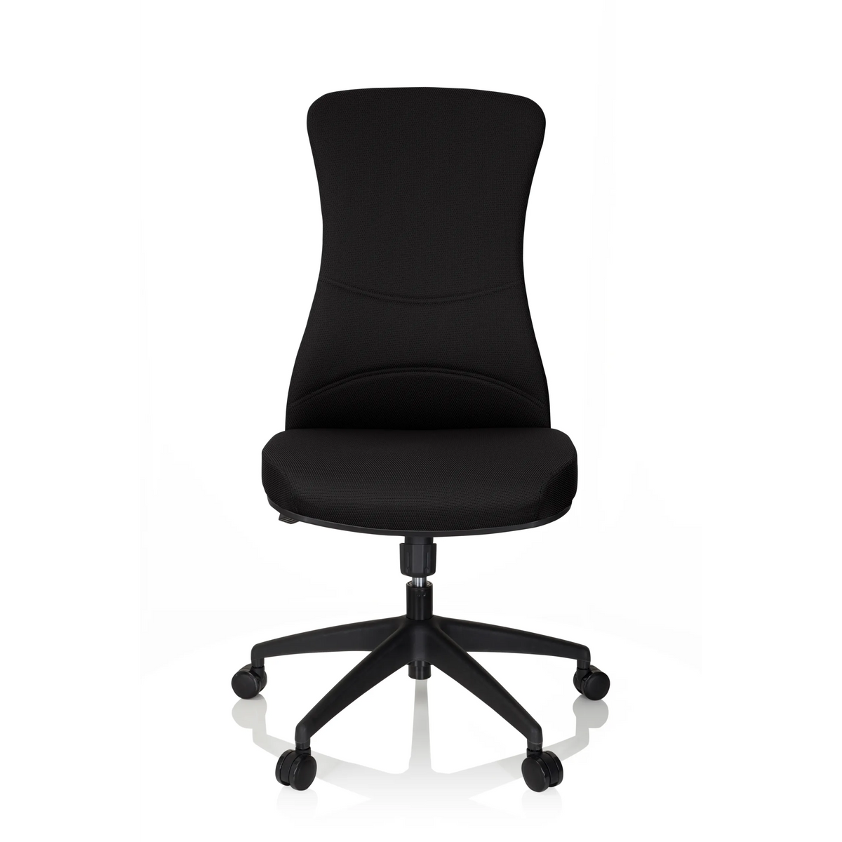 Siège de bureau de qualité professionnelle OFFICE XT noir avec piètement et cinq roulettes de hjh OFFICE – vue à 360° (vue de face 0°)