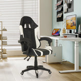 Fauteuil Gamer GAMEBREAKER W02 en noir et blanc avec accoudoirs et roulettes dans un bureau à domicile moderne de MyBuero