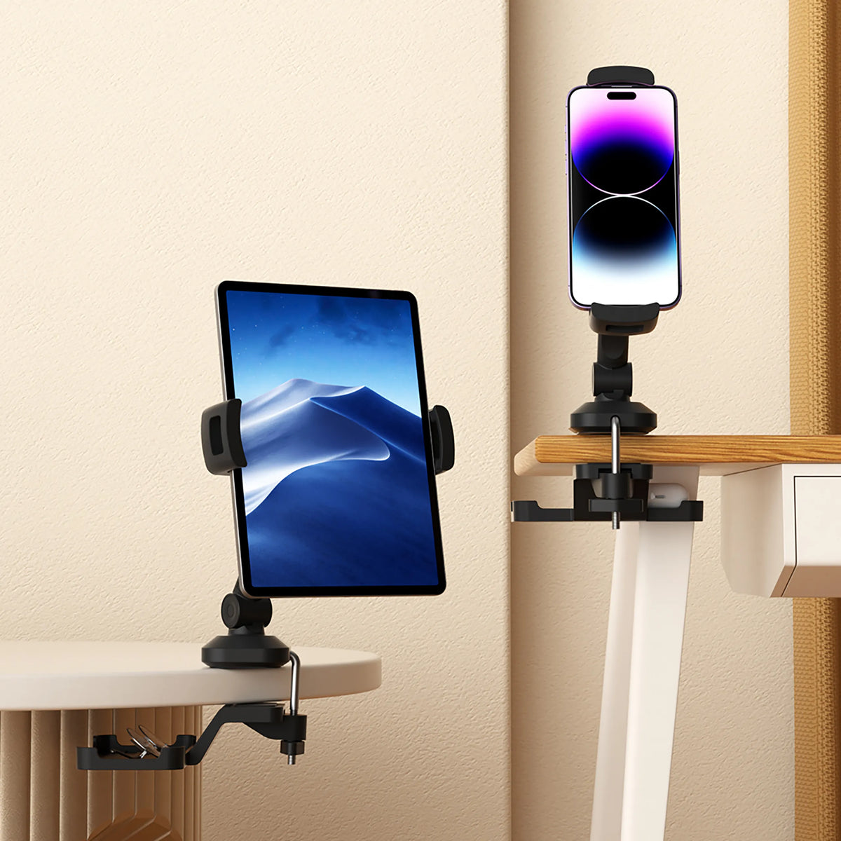 Support de téléphone portable & tablette FLEXMOBI III en noir avec fixation de table de hjh OFFICE