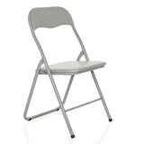Chaise pliante TUDELA BASIC grise avec assise et dossier rembourrés de hjh OFFICE – vue à 360° (vue de trois quarts avant 45°)