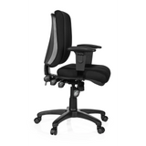 Siège de bureau de qualité professionnelle ZENIT BASE noir avec accoudoirs et pied à cinq roulettes de hjh OFFICE – vue à 360° (vue de profil 80°)