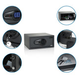 Coffre-fort noir SAFE COMPACT I avec serrure à chiffres, clés et accessoires de montage de hjh OFFICE