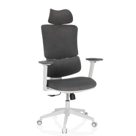 Siège de bureau à domicile ERGOMY WF avec revêtement en tissu gris et cadre blanc de MyBuero