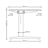 Maßzeichnung des Schreibtischs XTRA XB 19 WC mit einer Breite von 80 cm und einer Höhe von 65-85 cm von hjh OFFICE PRO