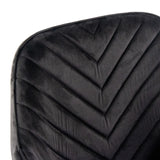 Revêtement en velours noir avec surpiqûres en chevrons de la Chaise de salle à manger CHARVELLE de hjh LIVING