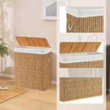 Panier à linge FALSTER XL R en matériau tressé marron avec doublure blanche et couvercle de hjh LIVING