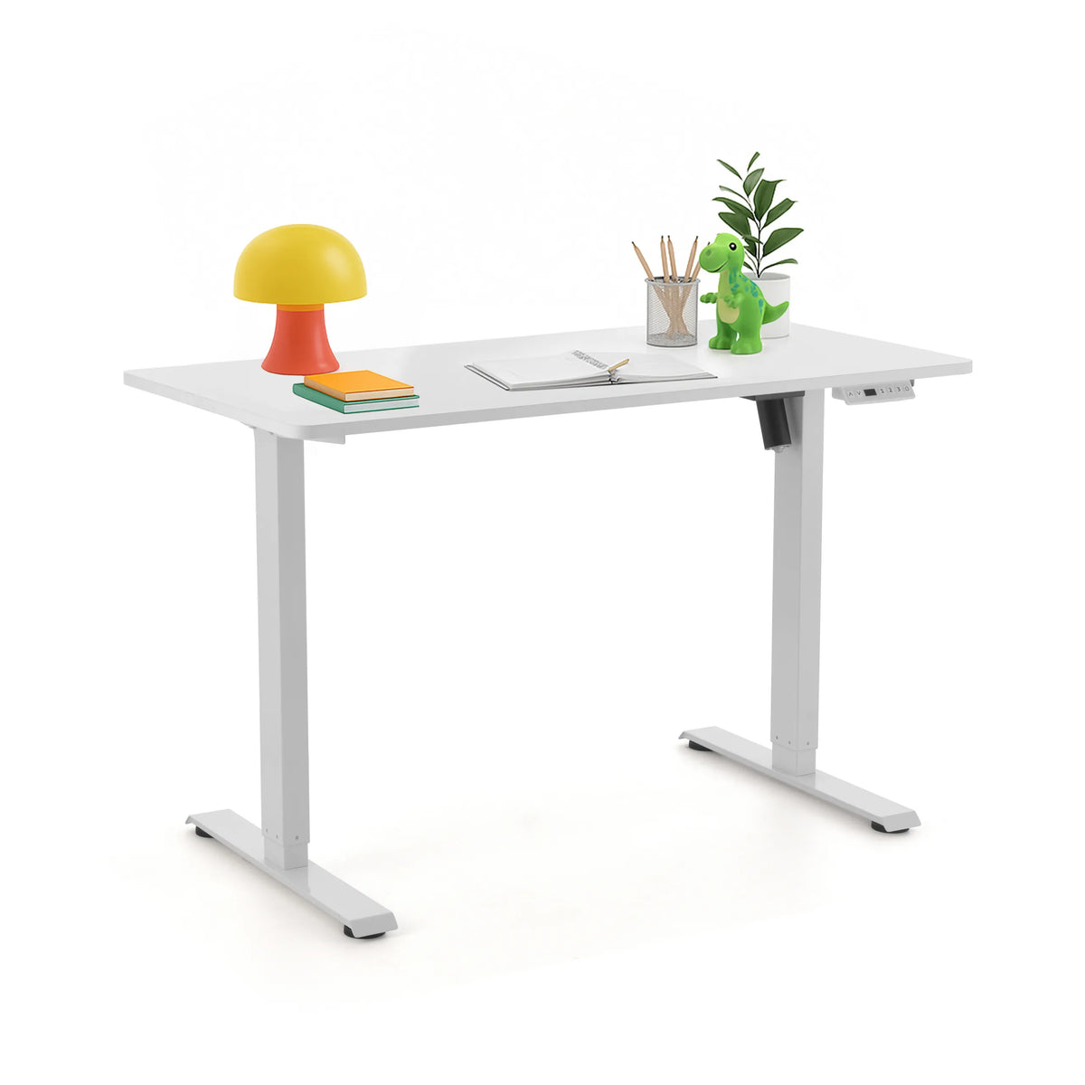 Bureau réglable en hauteur électriquement Worktime Kid en blanc avec des dimensions de 120 × 60 cm de hjh OFFICE