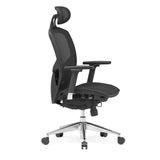Siège de bureau haut de gamme VENUS ONE noir avec dossier en maille et base à cinq roulettes de hjh OFFICE – vue à 360° (vue de profil 75°)