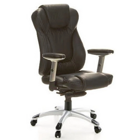 Siège de direction de qualité professionnelle EMBASSY 200 L noir avec revêtement en cuir, accoudoirs et pied en étoile argenté de hjh OFFICE