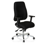 Siège de bureau de qualité professionnelle ZENIT COMFORT noir avec accoudoirs et piètement à cinq roulettes de hjh OFFICE – vue à 360° (vue de trois quarts avant 40°)