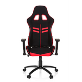 Fauteuil Gamer LEAGUE PRO I noir et rouge avec deux ouvertures d'appui-tête et base à cinq roulettes de hjh OFFICE – vue à 360° (vue de face 0°)