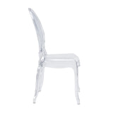 Vue de profil de la Chaise à quatre pieds transparente CRISTALIO de hjh LIVING