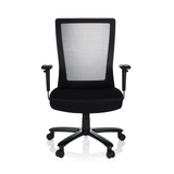Siège pivotant XXL EXTENDER noir avec dossier en maille et base à cinq roulettes de hjh OFFICE – vue à 360° (vue de face 0°)