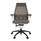 Siège de bureau de qualité professionnelle GENIDIA SMART WHITE gris et blanc avec dossier en maille et base à cinq roulettes de hjh OFFICE – vue à 360° (vue de face 0°)