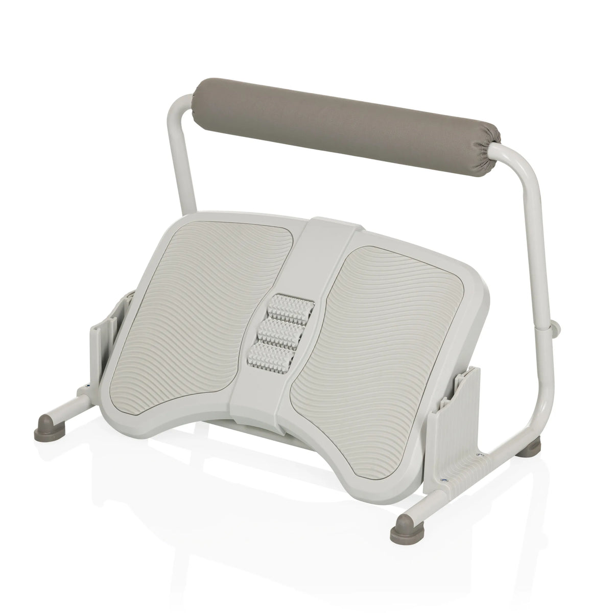 Repose-pieds PODI FMW gris clair avec surface texturée et un support rembourré de hjh OFFICE – vue à 360° (vue de profil 90°)