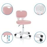 Rosa Kinderdrehstuhl KIDDY TOP W mit weißem Gestell, Rollen und höhenverstellbarem Sitz von hjh OFFICE
