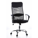 Siège de direction pour bureau à domicile ARIA HIGH noir avec dossier en maille et base à cinq roulettes de hjh OFFICE – vue à 360° (vue de face 20°)