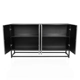 Geöffnetes Fachinneres der Kommode METALLIO in Schwarz und Silber von hjh LIVING
