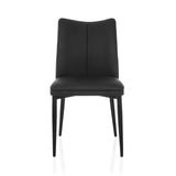 Chaise de salle à manger VISETO noire avec dossier haut et quatre pieds de hjh LIVING – vue à 360° (vue de face 0°)