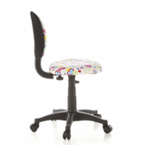 Chaise pivotante pour des enfants KIDDY TOP avec motif coloré de cœurs et de fleurs et base à cinq roulettes de hjh OFFICE – vue à 360° (vue de profil 100°)
