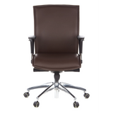 Siège de direction de luxe MURANO 10 marron foncé avec accoudoirs et base à cinq roulettes de hjh OFFICE – vue à 360° (vue de face 0°)