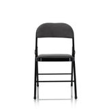 Chaise pliante TUDELA I gris foncé avec housse en velours et structure noire de hjh OFFICE – vue à 360° (vue de face 0°)