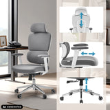 Appuie-tête réglable, accoudoirs et vérin du siège de bureau professionnel Ergomy WF 2 de hjh OFFICE (image générée par IA)