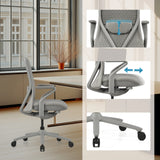 Siège de bureau haut de gamme VERVIO gris avec appui-tête et accoudoirs réglables de hjh OFFICE