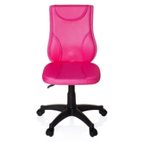 Chaise pivotante pour des enfants KIDDY BASE rose avec dossier en maille et base noire à cinq roulettes de hjh OFFICE – vue à 360° (vue de face 0°)