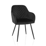 Chaise de salle à manger CHARVELLE noire avec dossier matelassé et quatre pieds de hjh LIVING – vue à 360° (vue de face 15°)