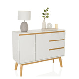 Buffet TAROLO I blanc avec deux portes, deux tiroirs et des pieds coniques en bois de hjh LIVING