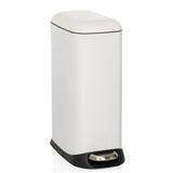Poubelle CLEAN SLIM blanche avec pédale et couvercle arrondi de hjh OFFICE – vue à 360° (vue de face 15°)
