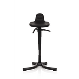 Siège assis-debout TOP WORK 34 noir avec assise, dossier et base à quatre pieds de hjh OFFICE – vue à 360° (vue de face 0°)