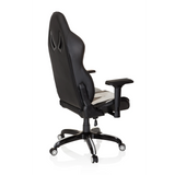 Fauteuil Gamer PROMOTER I noir et blanc avec accoudoirs et base à cinq roulettes de hjh OFFICE – vue à 360° (vue de trois quarts arrière 120°)