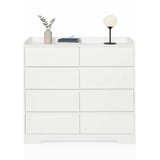Commode blanche OSOYRO avec huit tiroirs sans poignées de hjh LIVING