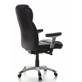 Siège de direction professionnelle EMBASSY 200 L noir avec accoudoirs et base argentée à cinq roulettes de hjh OFFICE – vue à 360° (vue de trois quarts arrière 120°)
