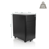 Vue dimensionnelle du caisson sur roulettes COLOR I de 50 × 30 cm et une capacité de charge de 90 kg de hjh OFFICE