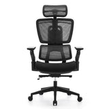 Siège de bureau de qualité professionnelle Ergo U2 Flex3 noir avec dossier en maille, accoudoirs et piètement à cinq roulettes de hjh OFFICE – vue à 360° (vue de face 0°)