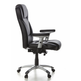 Siège de direction professionnelle EMBASSY 200 L noir avec accoudoirs et base argentée à cinq roulettes de hjh OFFICE – vue à 360° (vue de profil 80°)