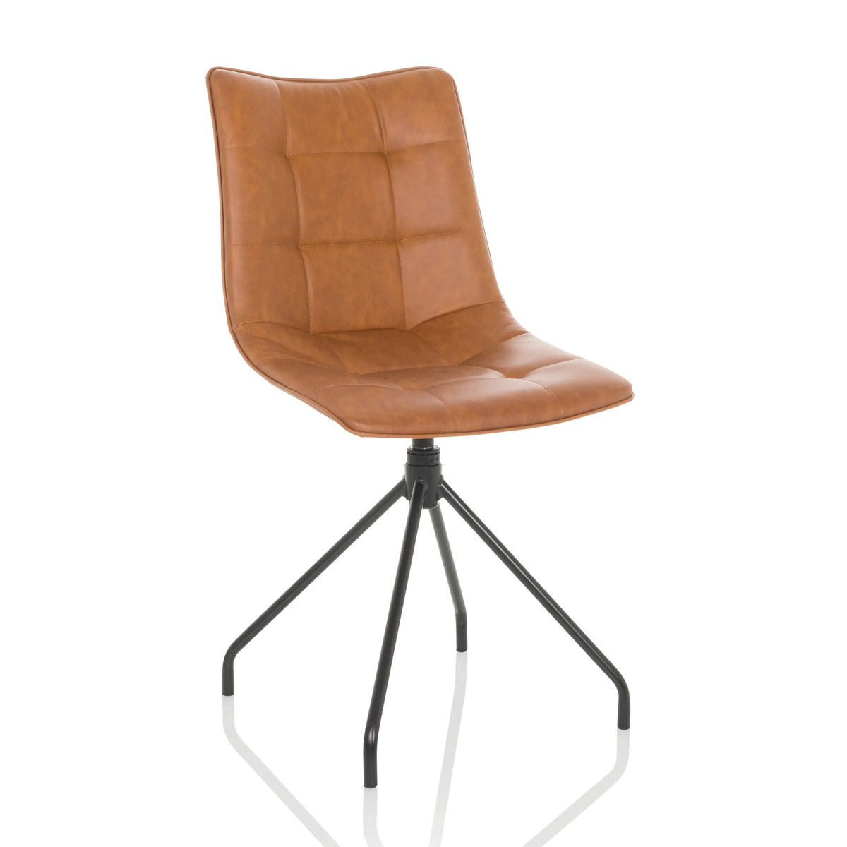 Chaise rembourrée marron TARVISO PU avec surpiqûres et structure à quatre pieds de hjh OFFICE – vue à 360° (vue de trois quarts avant 30°)