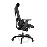 Siège de bureau haut de gamme GENIDIA BLACK noir avec revêtement en tissu et piètement à cinq roulettes de hjh OFFICE – vue à 360° (vue de profil 100°)